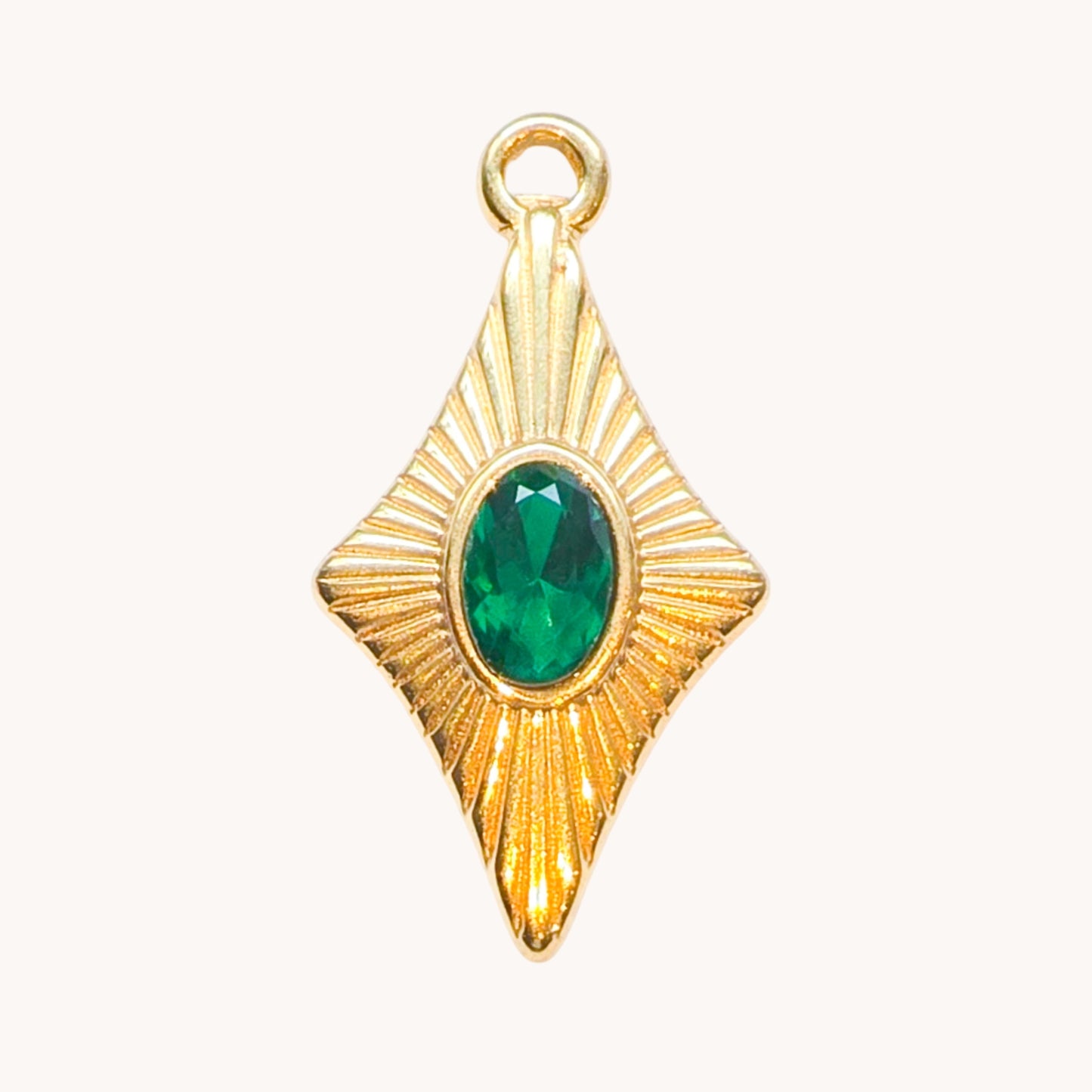 Gold Emerald Kite Charm