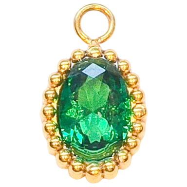 Gold Emerald Oval Charm