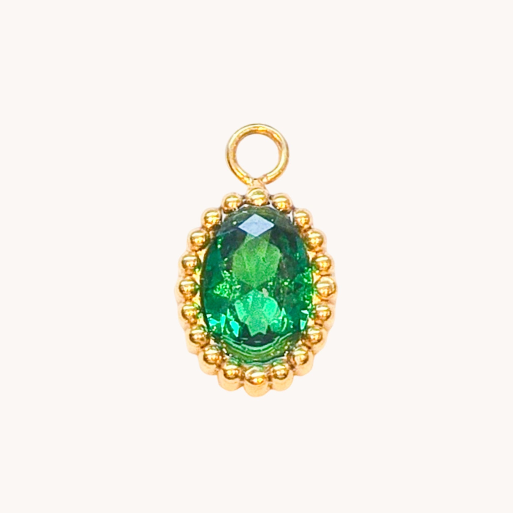 Gold Emerald Oval Charm