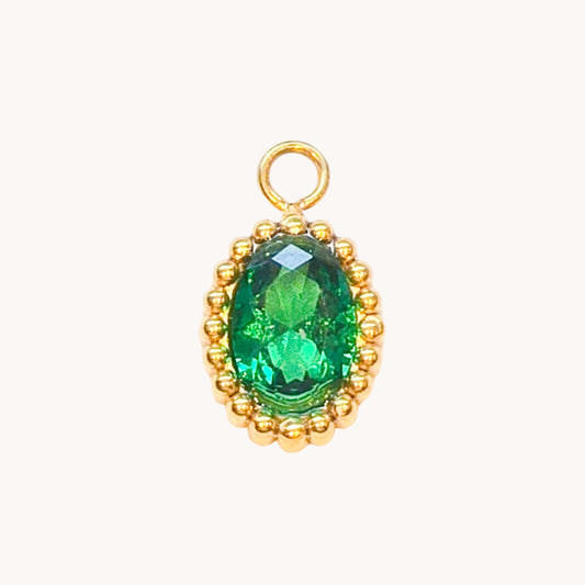 Gold Emerald Oval Charm