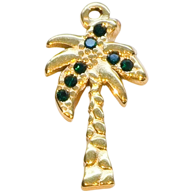 Gold Emerald Palm Tree Charm