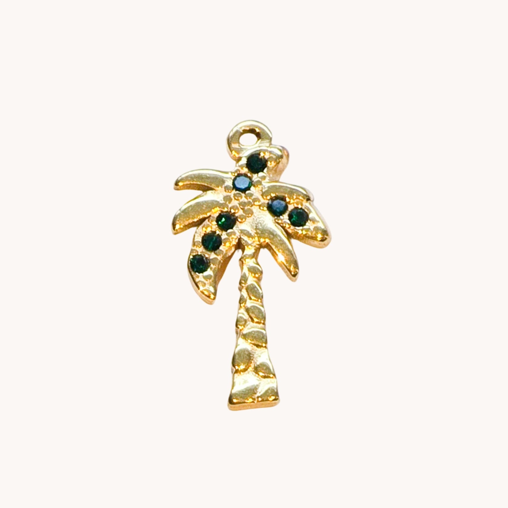 Gold Emerald Palm Tree Charm