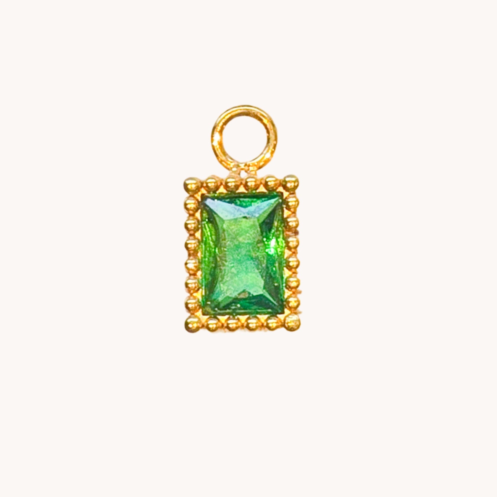Gold Emerald Rectangle Charm