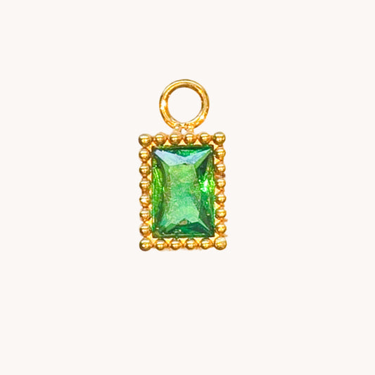 Gold Emerald Rectangle Charm
