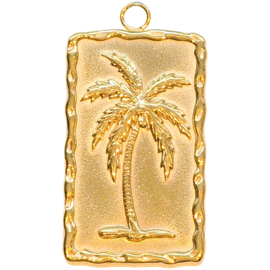 Gold Engraved Palm Tree Charm