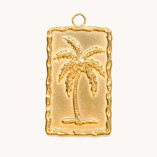 Gold Engraved Palm Tree Charm