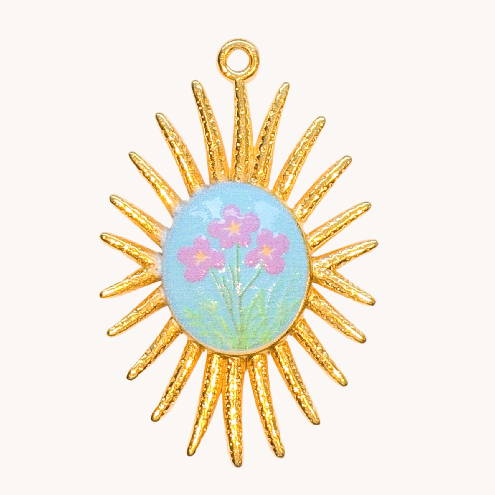 Gold Floral Sunburst Charm