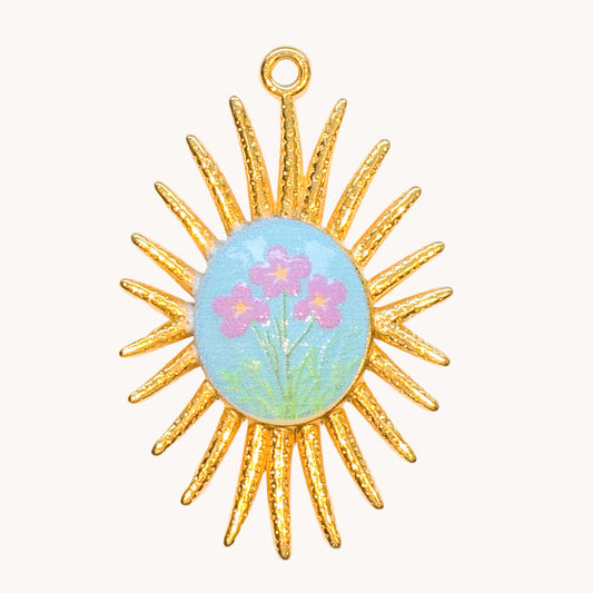 Gold Floral Sunburst Charm