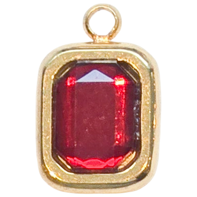 Gold Garnet Rectangle Charm