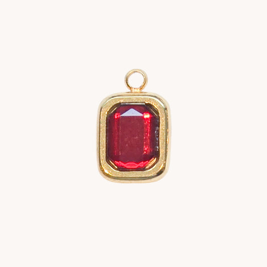 Gold Garnet Rectangle Charm