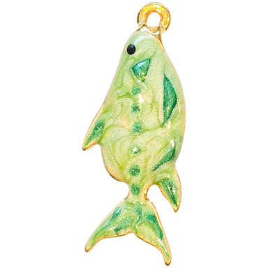 Gold Green Fish Charm