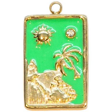 Gold Green Palm Tree Charm