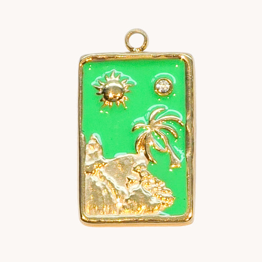 Gold Green Palm Tree Charm