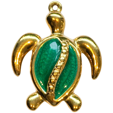 Gold Green Turtle Charm