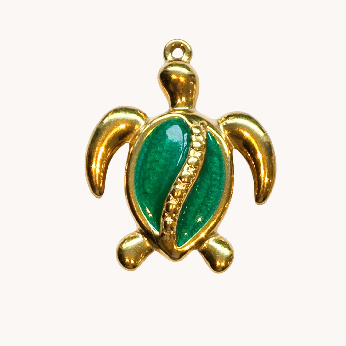 Gold Green Turtle Charm