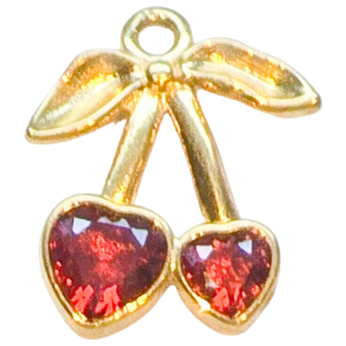 Gold Heart Cherry Charm