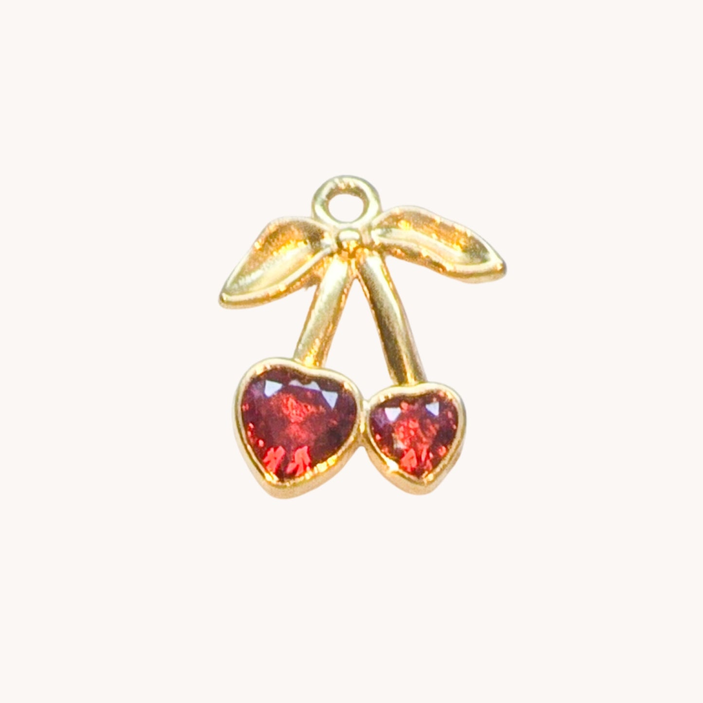 Gold Heart Cherry Charm