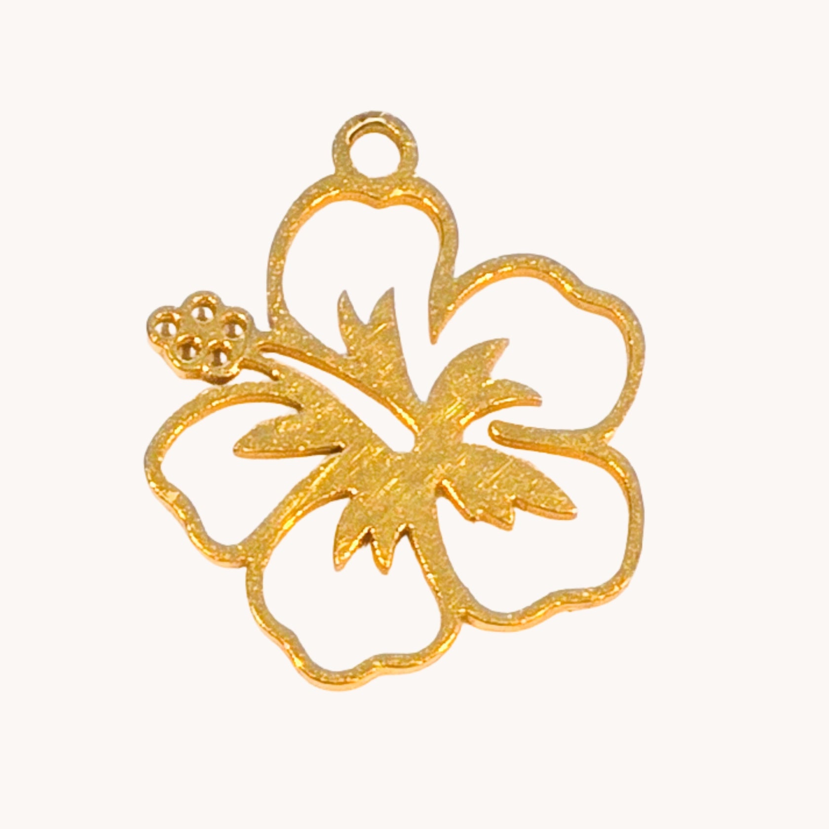Gold Hibiscus Outline Charm