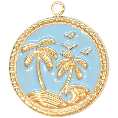 Gold Island Palm Circle Charm