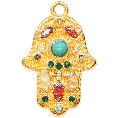Gold Jeweled Hamsa Charm