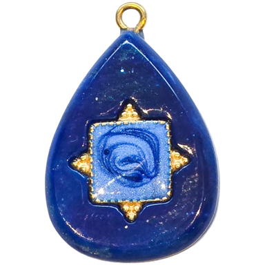 Gold Lapis Teardrop Charm