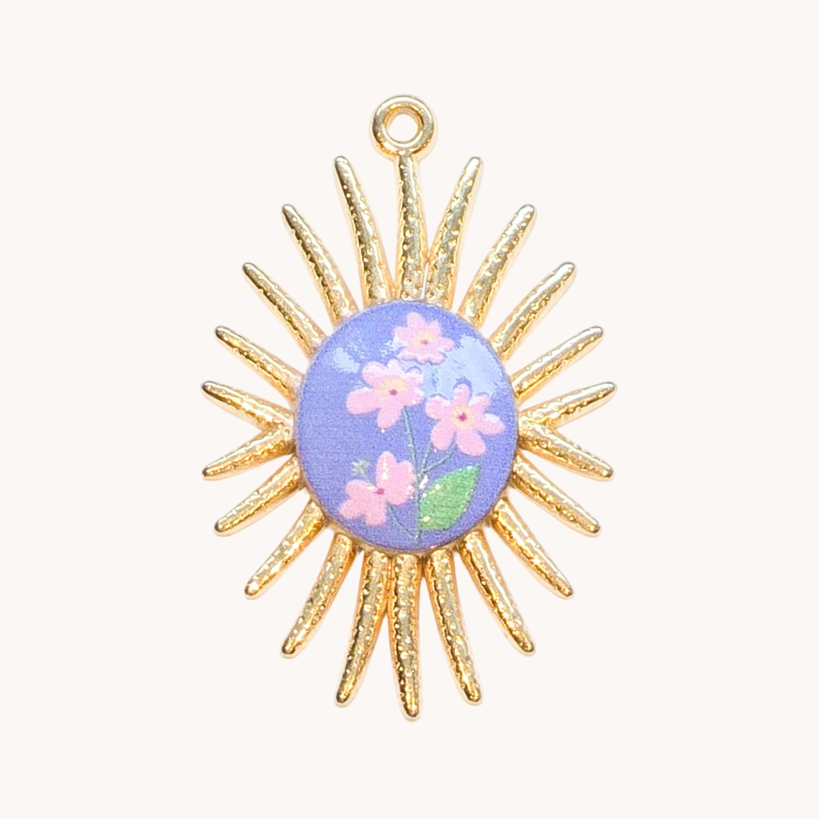 Gold Lavender Sunburst Charm
