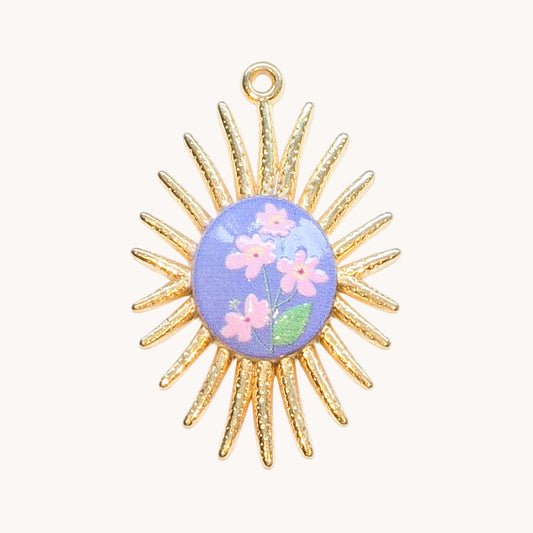 Gold Lavender Sunburst Charm