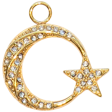 Gold Moon Star Ring Charm