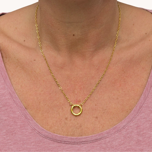Gold Open Circle Pendant Necklace