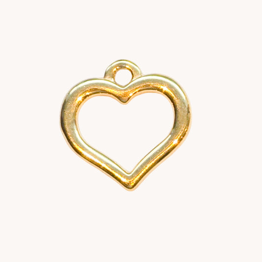 Gold Open Heart Outline Charm