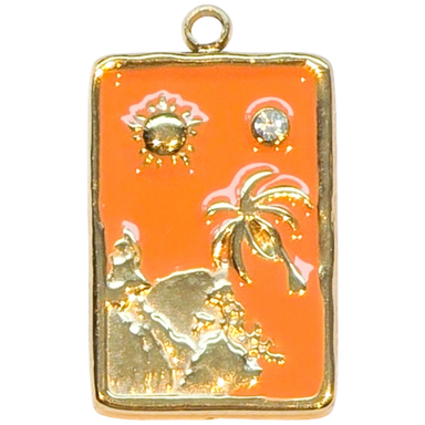Gold Orange Palm Tree Charm