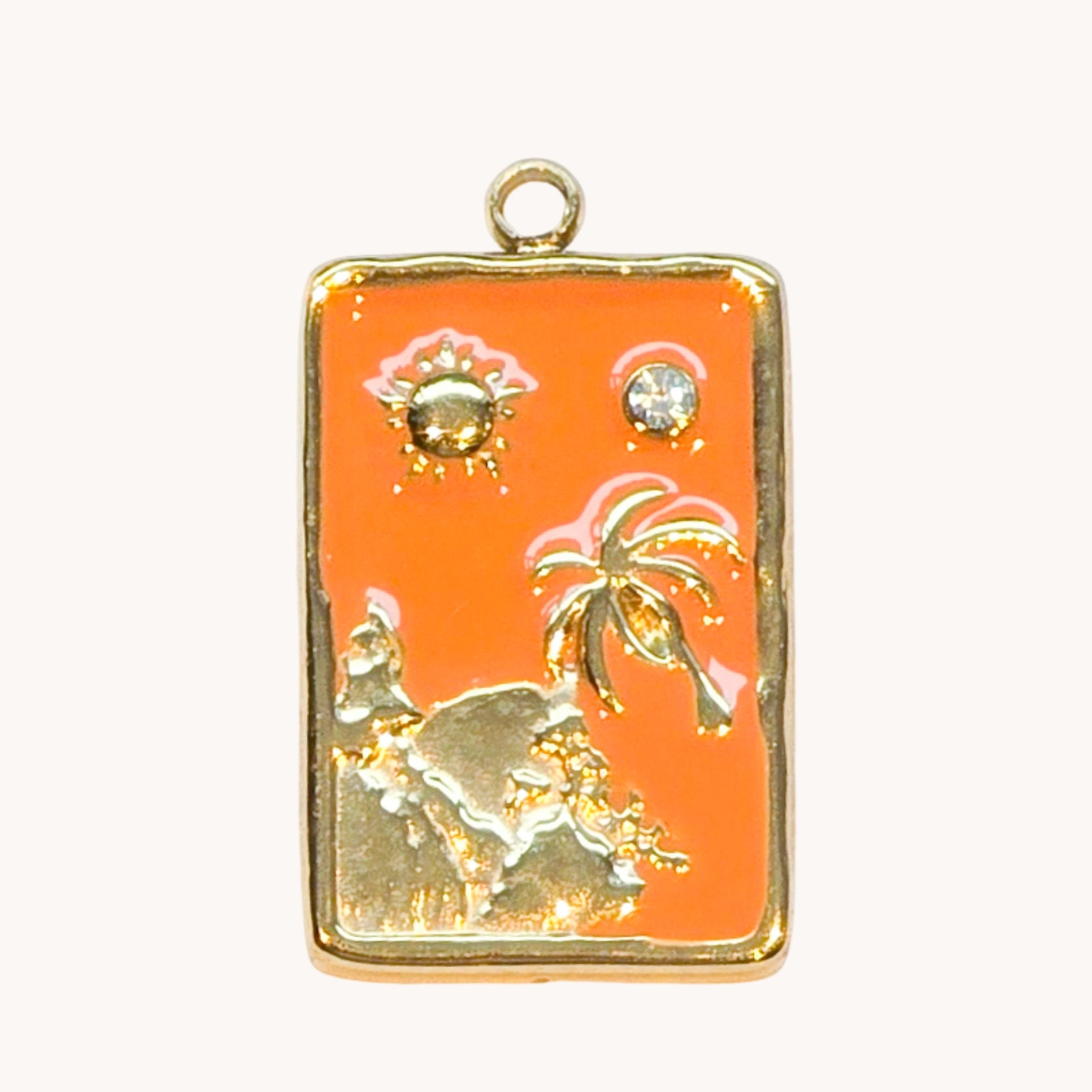 Gold Orange Palm Tree Charm