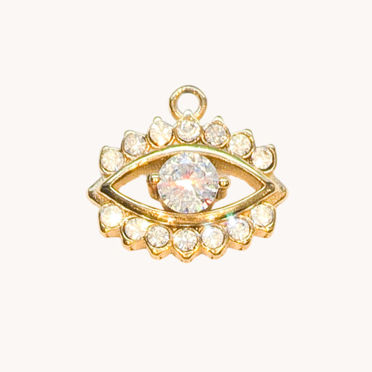 Gold Oval Evil Eye Charm