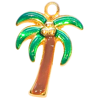 Gold Palm Tree Enamel Charm