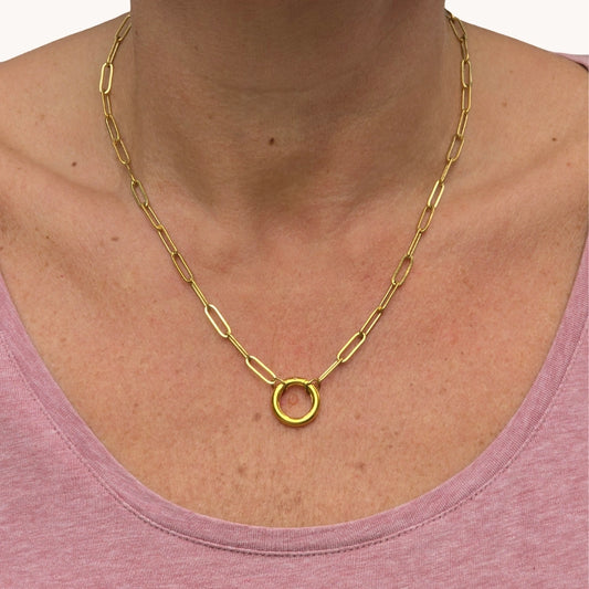 Gold Paperclip Chain Toggle Necklace