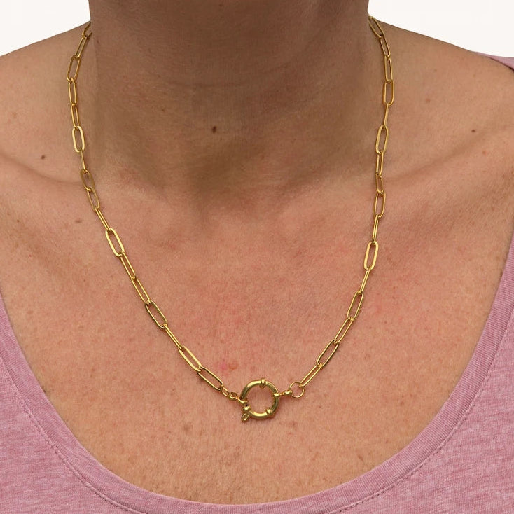 Gold Paperclip Toggle Necklace