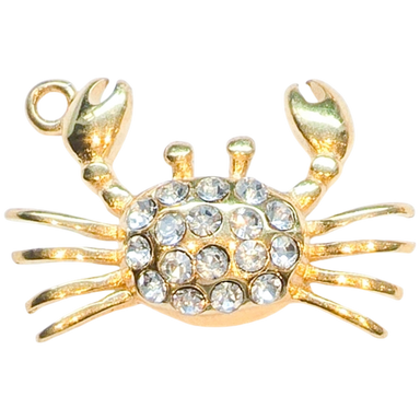 Gold Pave Crab Charm