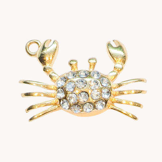 Gold Pave Crab Charm