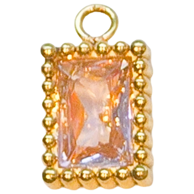 Gold Peach Gem Rectangle Charm