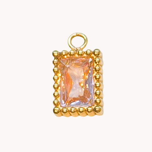 Gold Peach Gem Rectangle Charm