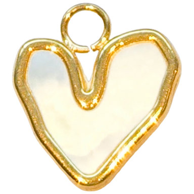 Gold Pearl Heart Charm