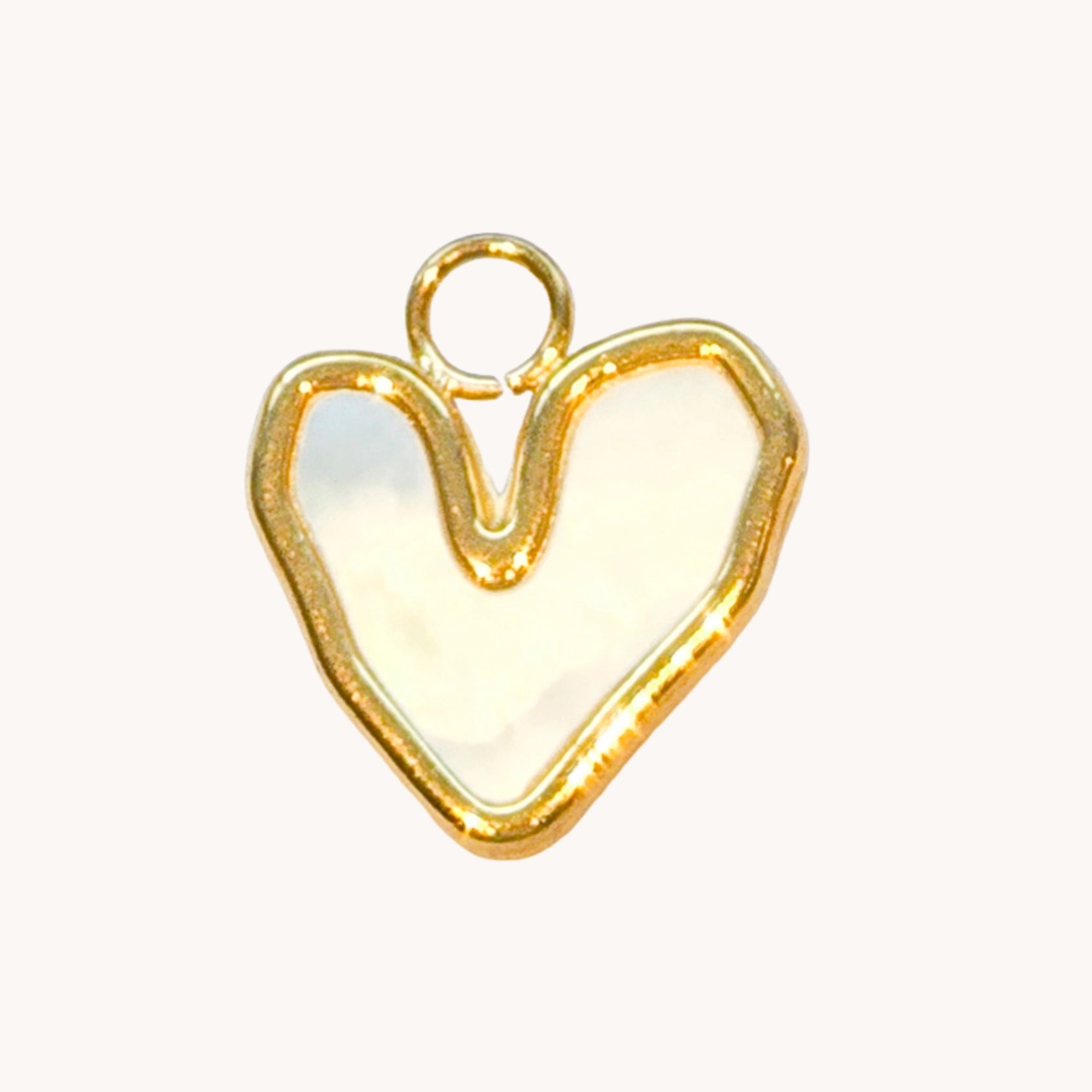 Gold Pearl Heart Charm