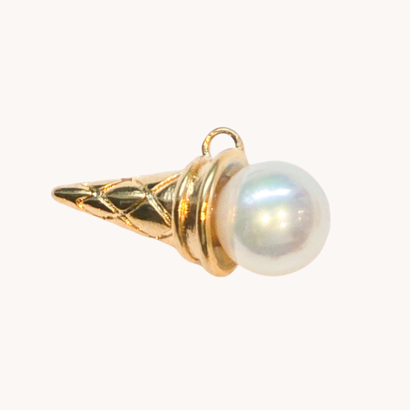 Gold Pearl Horn Charm