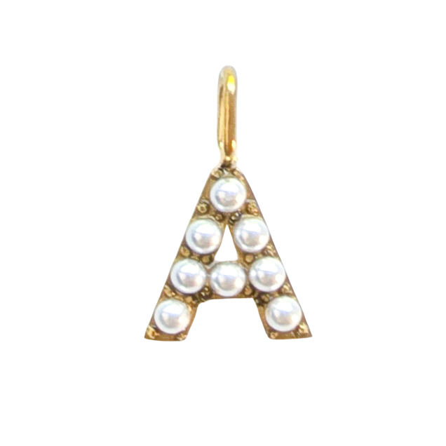 Gold Pearl Initials Charm