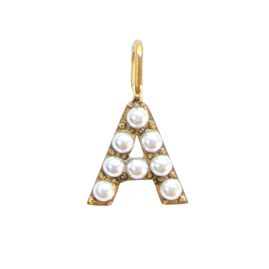 Gold Pearl Initials Charm