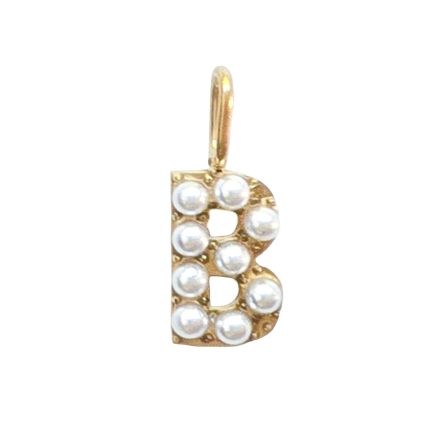 Gold Pearl Initials Charm