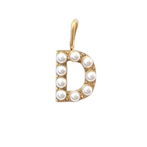 Gold Pearl Initials Charm