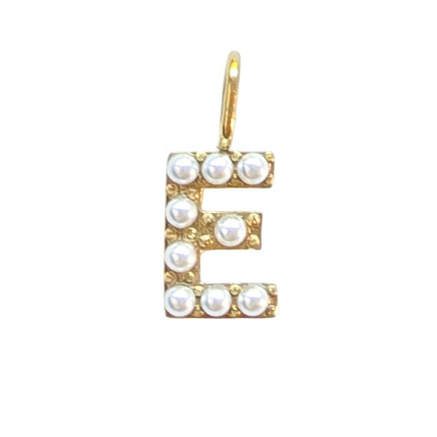 Gold Pearl Initials Charm