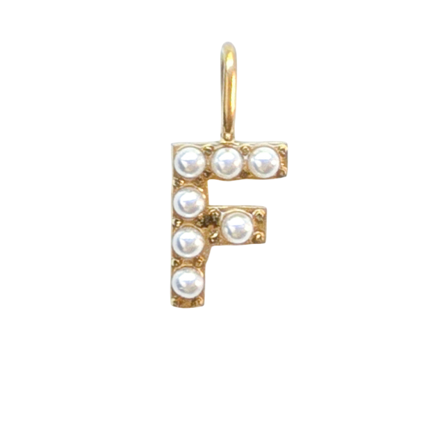 Gold Pearl Initials Charm