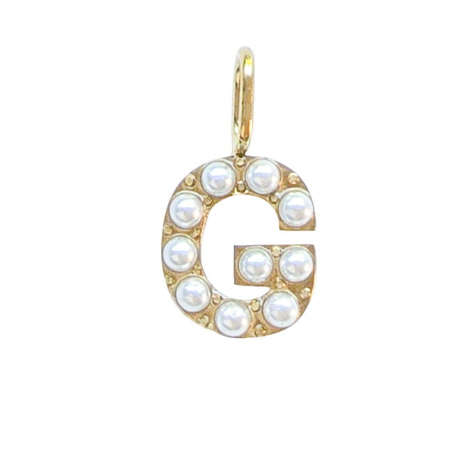 Gold Pearl Initials Charm